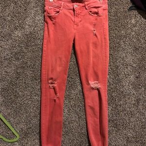 zara red jeans
